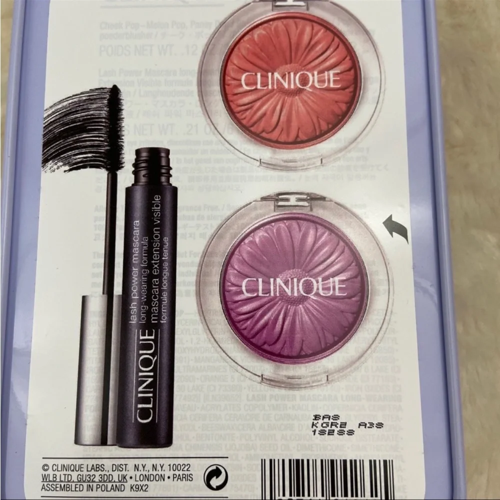 Clinique Jet Set Cheek Pop Mascara Gift Tin NEW